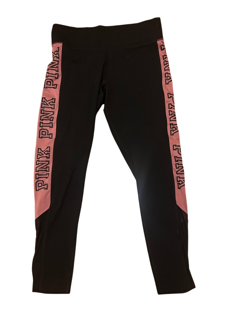 PINK Victoria's Secret Black Leggings with Pink Side Panels